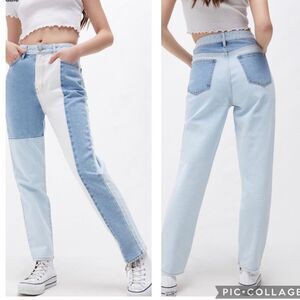PacSun Eco Hopper Patch Mom Jeans Color Block Sz 24